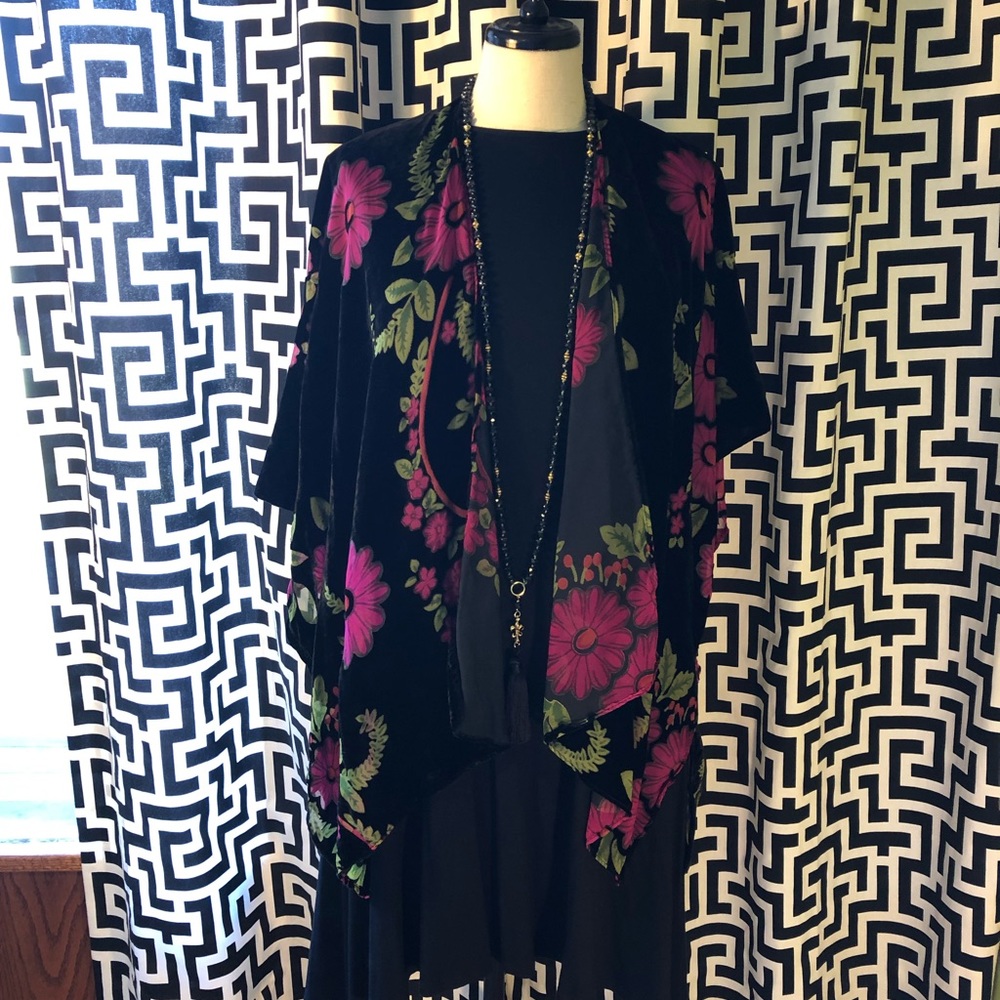 Black burnt out velvet cardigan